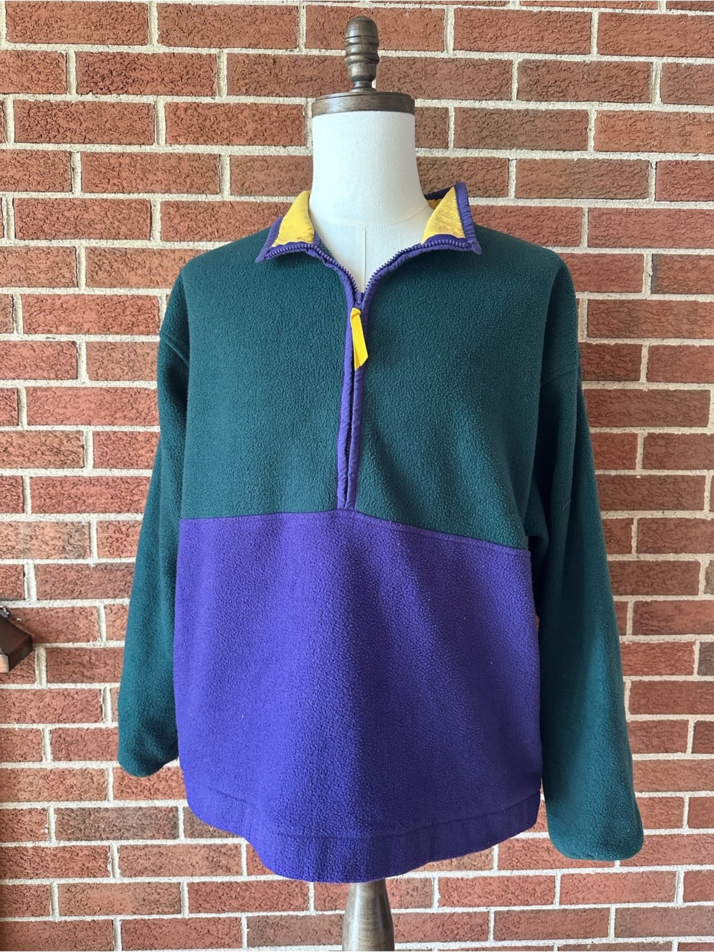 Vintage GAP Arctic Light Fleece Men's Colorblock Collared 1/4 Zip Pullover, XL